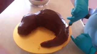 How to make a 3D Dinosaur Cake Part 2 of 5 [upl. by Hodess]