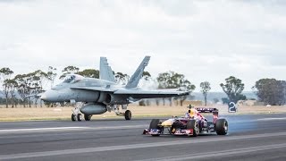 Daniel Ricciardo Drag Races F1 Car vs FA18 Hornet ✈️ [upl. by Hughie332]