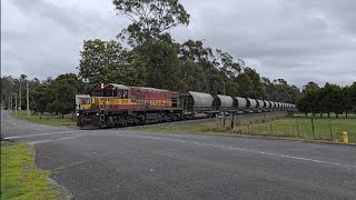 TasRail 2011 TR04 Cement train crossing Henslowe Street [upl. by Gino]