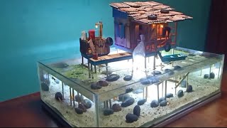 Decoration ideas Aquarium fisherman house  Aquarium Waterfall Diorama [upl. by Blynn497]