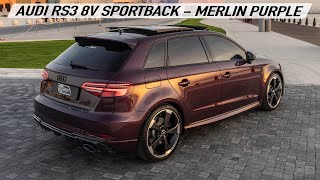 BEST RS3 AUDI RS3 8V SPORTBACK  MERLIN PURPLE 5CYL BEAST IN DETAIL  Sounds Accelerations amp more [upl. by Euqcaj]