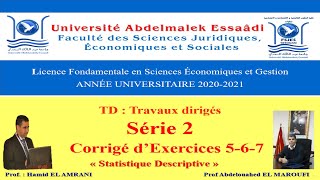 Statistique Descriptive S1 TD Série 2 Corrigés dExercices 567 [upl. by Danette]