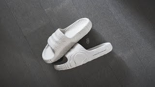 Adidas Adilette 22 Slides quotAluminumquot Grey Review amp OnFeet [upl. by Rasure]