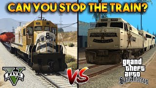 GTA 5 VS GTA SAN ANDREAS  CAN YOU STOP THE TRAIN [upl. by Ahsirtak]