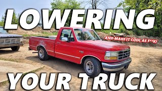 How To Lower Your Truck in Just 2 HOURS FINALLY Lowering the Shop Truck [upl. by Aaronson]