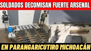 SOLDADOS DECOMISAN FUERTE ARSENAL AL CJNG EN CAMIONETA EN NUEVO PARAGARICUTIRO MICHOACÁN 🌎🇲🇽 [upl. by Bria]