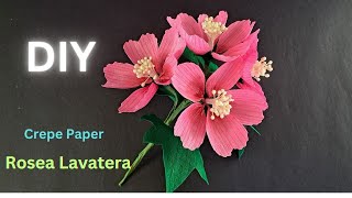 How To Make Lavatera Rosea l Paper Flower l Crepe Paper Flower Tutorial diy craft paperflowers [upl. by Ellivro]