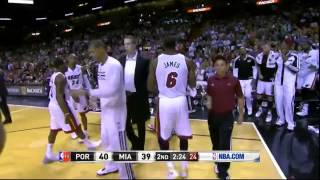 Erik Spoelstra pushes LeBron James 03 24 2014 [upl. by Helfant345]