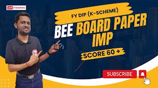 BEE  FY Diploma Kscheme IF  CO  AIML  Board Paper Solution amp VIMP for Board Exam [upl. by Giff12]