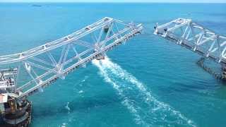 Rameshwaram Pamban Bridge Open  Very beautiful  high Quality [upl. by Ahsital901]