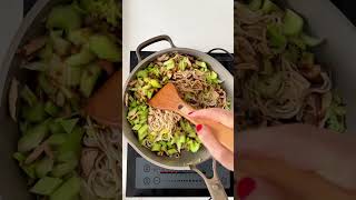 BLACK PEPPER STIRFRY NOODLES WITH SHIITAKES AND CELERY [upl. by Atiruam]