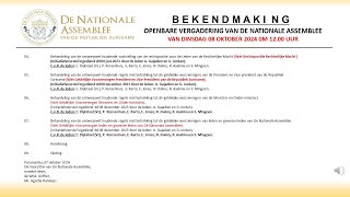 08 OKTOBER 2024  OPENBARE VERGADERING VAN DE NATIONALE ASSEMBLEE [upl. by Lebar]