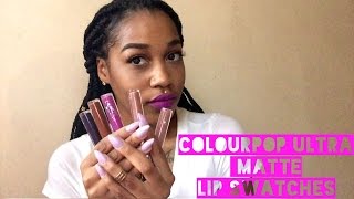 Colourpop Ultra Matte Lip Swatches On Brownskin pt1 [upl. by Ive660]