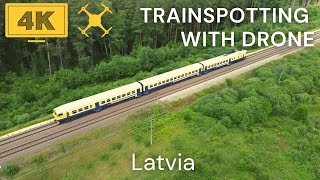 Trains in Latvia  Drone footage  2021 [upl. by Atirehc807]