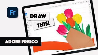 ADOBE FRESCO  Easy oil paint Tulips Bouquet [upl. by Brogle]