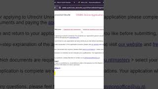 UTRECHT UNIVERSITY APPLICATION PROCESS shorts applicationprocessmasters netherlandsvlogs [upl. by Akedijn]