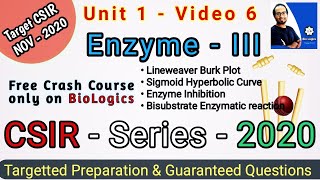 Enzyme  III  Enzyme Kinetics amp Inhibition  CSIR Series 2020  CSIR NET LIFE SCIENCE  BioLogics [upl. by Ailatan]