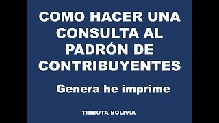 COMO HACER UNA CONSULTAS AL PADRÓN DE CONTRIBUYENTES [upl. by Limaa]