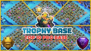 TOP 10 TH14 TROPHY BASE  REPLAY  TH14 TROPHY BASE WITH LINK  TH14 ANTI 3 STAR BASE [upl. by Eidua]