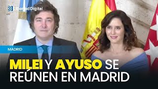 Ayuso y Milei se reúnen en Madrid y es aclamado por miles de personas [upl. by Novikoff]