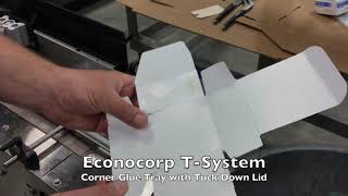 Econocorp TSystem for Corner Glue Tray with Tuck Closure Top [upl. by Costello]