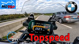 BMW F850GS 2023  TOPSPEED on AUTOBAHN  GPS 209 kmh [upl. by Arymahs]