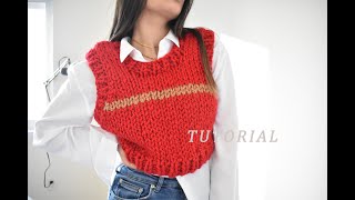 CHALECO DE PUNTO TEJIDO  TUTORIAL [upl. by Erdnua241]