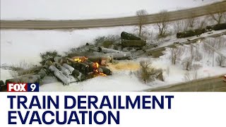 Train derailment in Kandiyohi County leads to evacuations [upl. by Judith761]