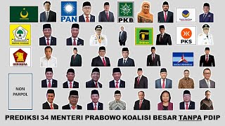 34 CALON MENTERI KOALISI BESAR KABINET PRABOWO TANPA PDIPPREDIKSIprabowo pks nasdem [upl. by Ahseenyt]