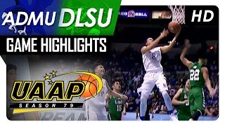 ADMU vs DLSU  Game Highlights  UAAP 79  November 5 2016 [upl. by Bishop]