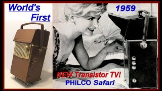 WORLDs FIRST PORTABLE TRANSISTOR TELEVISION 1959 Vintage PHILCO Technology HD [upl. by Edison304]