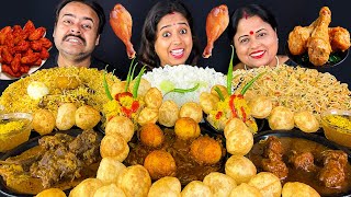 Eating Challenge😋Chowmin🍝Manchurian Biryani Mutton curry Egg Big Bites😋Midnight Street Food [upl. by Ettenim]