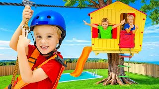 Chris and Michael build a Tree House with zipline [upl. by Kettie]