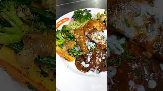 Grilled chicken with Demi glace souce 22810 cooking food cookingfood recipe foodpreparation [upl. by Nezam818]