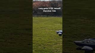 Long grass STOL takeoff with the Cherokee 13m shorts rc rcplane stol cherokee [upl. by Nnyltak]