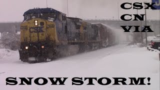 Trenes pasando en una TORMENTA DE NIEVE  Dorval QC Canada [upl. by Shulock]