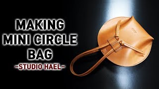 Leather craft bag PDFMaking a mini circle bag가죽공예 가방 패턴미니서클백 만들기 [upl. by Anomer]