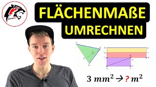 FLÄCHENMAßE umrechnen km2 m2 cm2 mm2  Mathe Tutorial [upl. by Akilaz85]