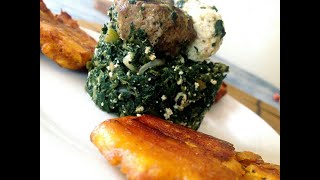 Sauté de nkéa aux boulettes de graines de courge et de viande  Feuilles daubergine africaine [upl. by Hamlani]