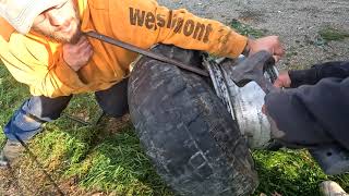 DIY tire on rim change at home with no fancy tools REDNECK STYLE [upl. by Mathias555]