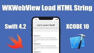 WKWebView Load HTML String Swift 42 iOS Xcode 10 [upl. by Atekram]