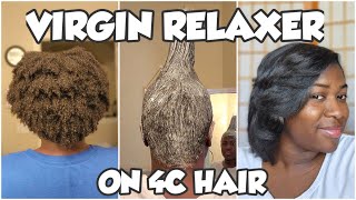 VIRGIN RELAXER ON 4C NATURAL HAIR AT HOME❗️ yes I went from natural to relaxed after 21 months🫣 [upl. by Eniluqaj]