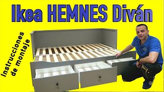 Ikea HEMNES Estructura de diván con 3 cajones Instrucciones de montaje [upl. by Ogilvie]