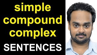 SIMPLE COMPOUND COMPLEX SENTENCES  with Examples Exercises  Sentence Clause Structure  Grammar [upl. by Amalea]