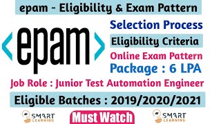 Epam Latest Exam Pattern For Test Automation  epam Selection Process 2021  Smart Learning [upl. by Rai]