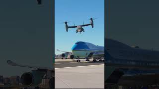 United States Osprey V22 escorting Air Force One and landing [upl. by Ronoh419]