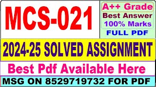 MCS 021 solved assignment 202425  mcs 021 solved assignment 2025 in English  ignou mcs21 2025 [upl. by Adnalohs743]