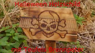 Halloween Holzschild mit Teufels Brennpeter bemalen [upl. by Adnana]