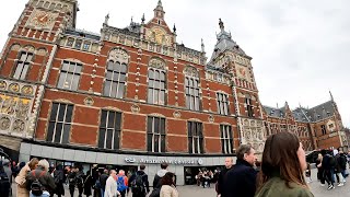 CENTRAAL STATION AMSTERDAM Classic European Train Station 4K [upl. by Eniamej885]