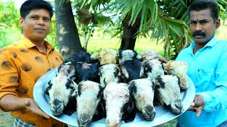 GOAT HEAD RECIPE  Goat Head Curry  Cooking Skill Village Food [upl. by Budde613]